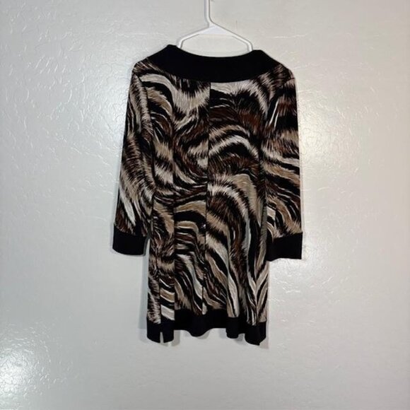 Eva Varro Shirt Womens Medium Animal Print V Neck 3/4 Sleeve Tunic Made USA - Picture 4 of 6